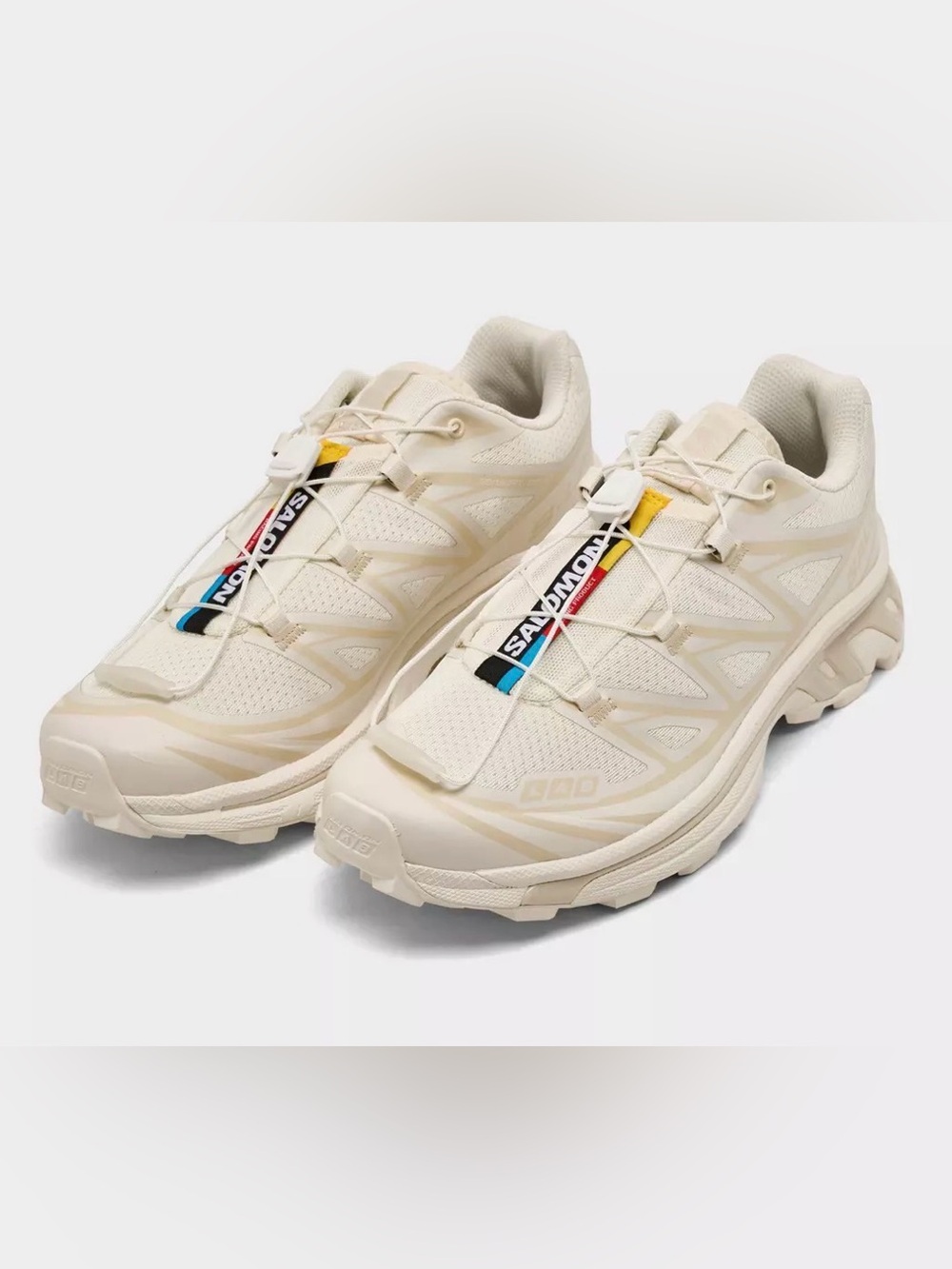 Salomon Women's Cream Trail Sneakers with Multicolor Logo